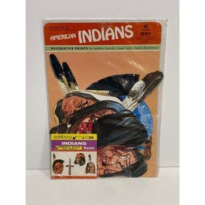 Vintage Die Cuts Eureka Decorative Prints American Indians with Seals! NOS
